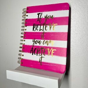 BRAND NEW WOT Pink and White Striped Spiral Planner